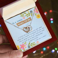 Mama To Be Interlocking Hearts Necklace Blue Floral Baby Shower