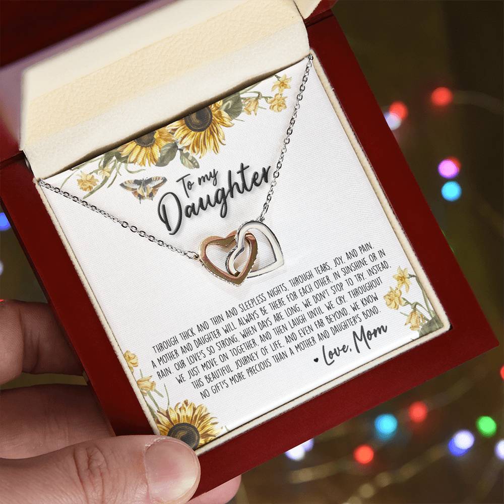 A Mother & Daughter'S Bond - Necklace With Message Card Interlocking Hearts Necklace