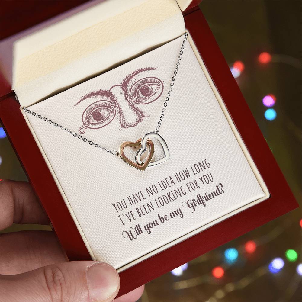 Will You Be My Girlfriend Gift Girlfriend Proposal Idea Interlocking Hearts Necklace