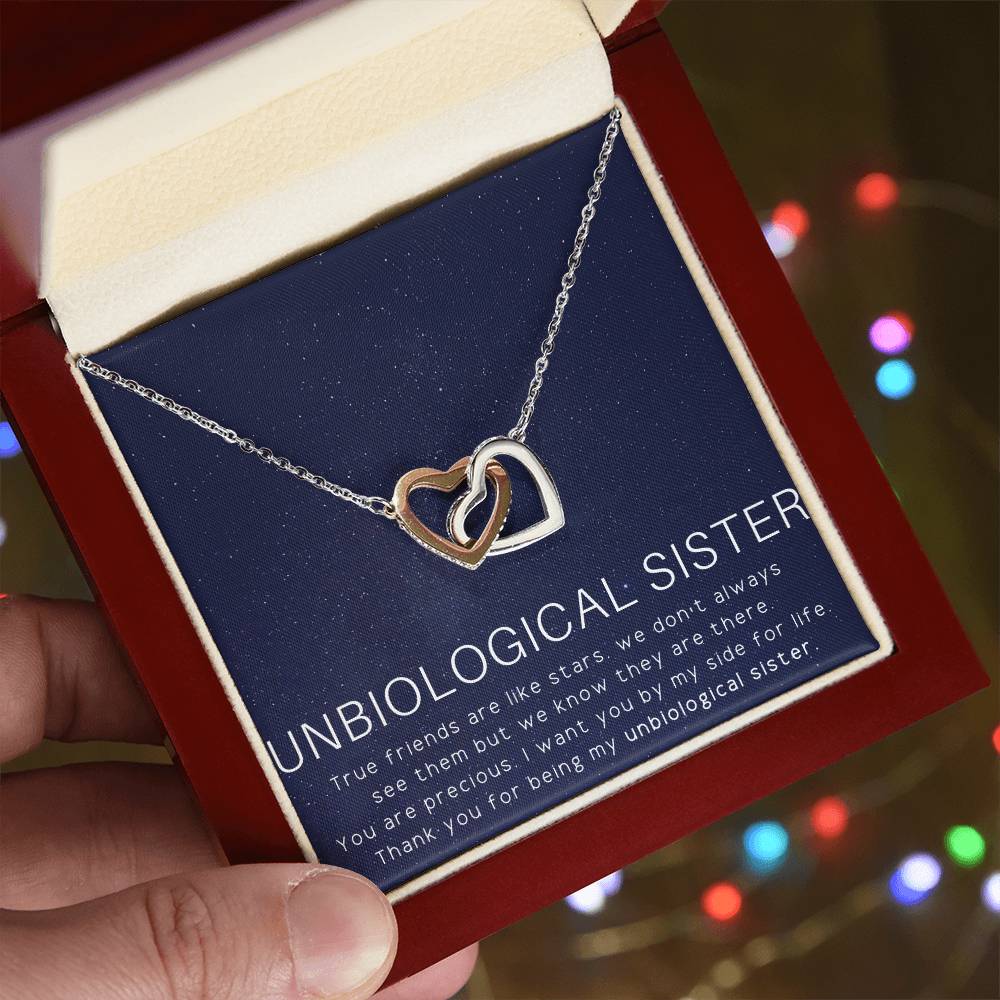 Unbiological Sister Necklace Soul Sister Sorority Sister Sister In Law Necklace Interlocking Hearts Necklace