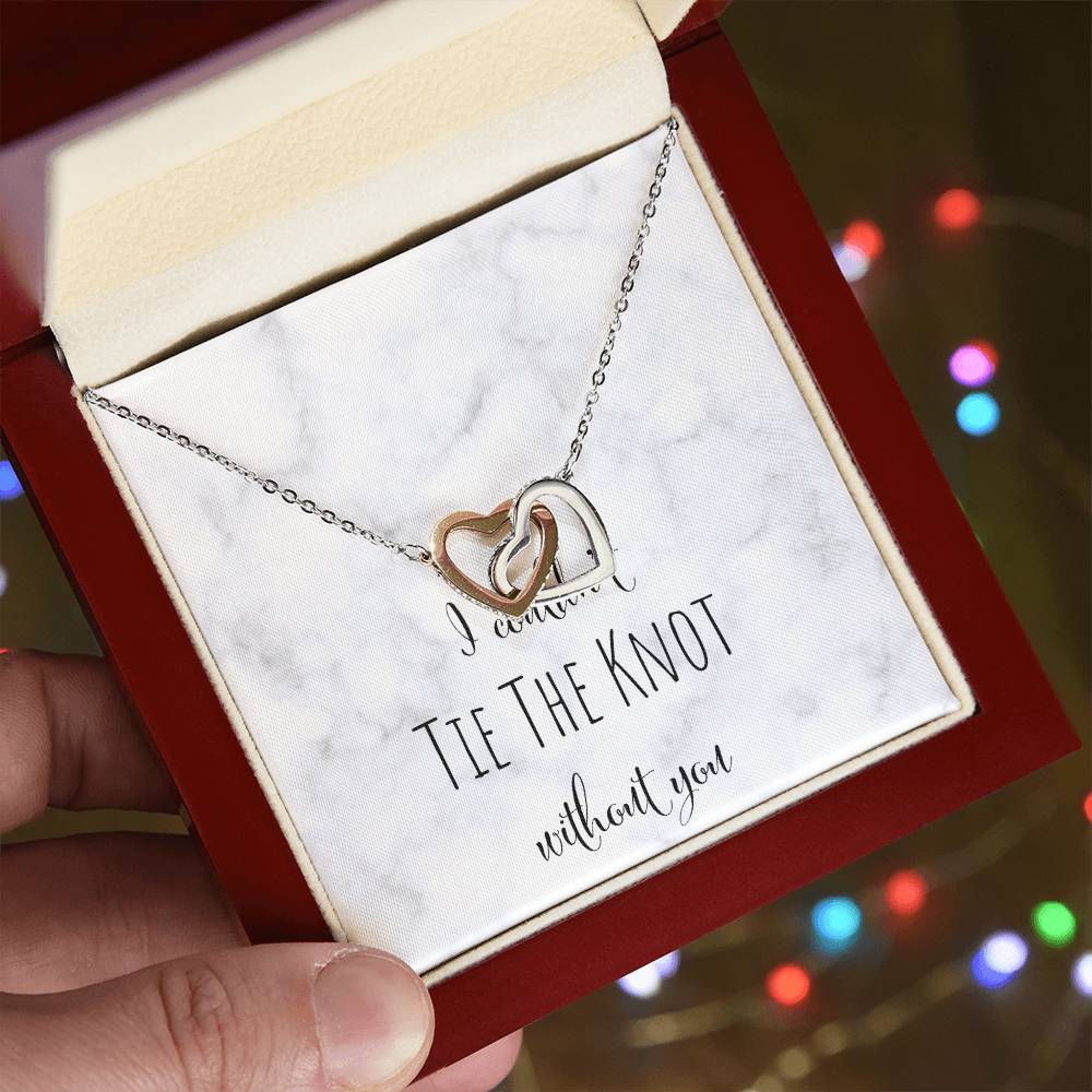 I Can'T Tie The Knot Without You - Silver Interlocking Hearts Necklace