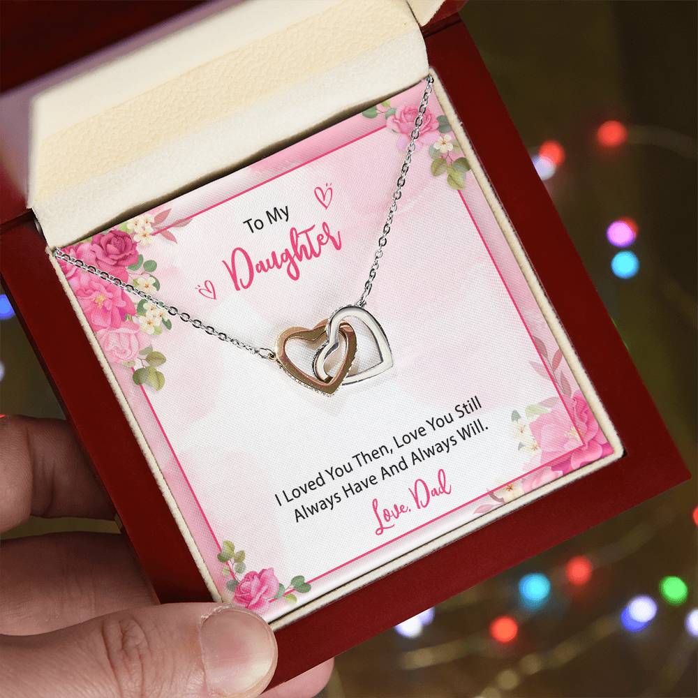 To My Daughter From Dad Interlocking Hearts Necklace