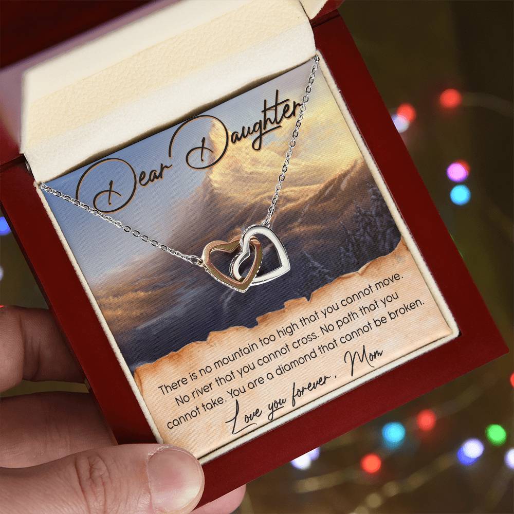 Dear Daughter Interlocking Hearts Necklace Message Card