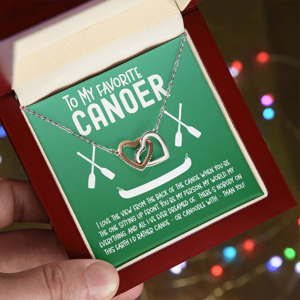 To My Favorite Canoer - Perfect Gift For Outdoors Woman - Interlocking Hearts Interlocking Hearts Necklace