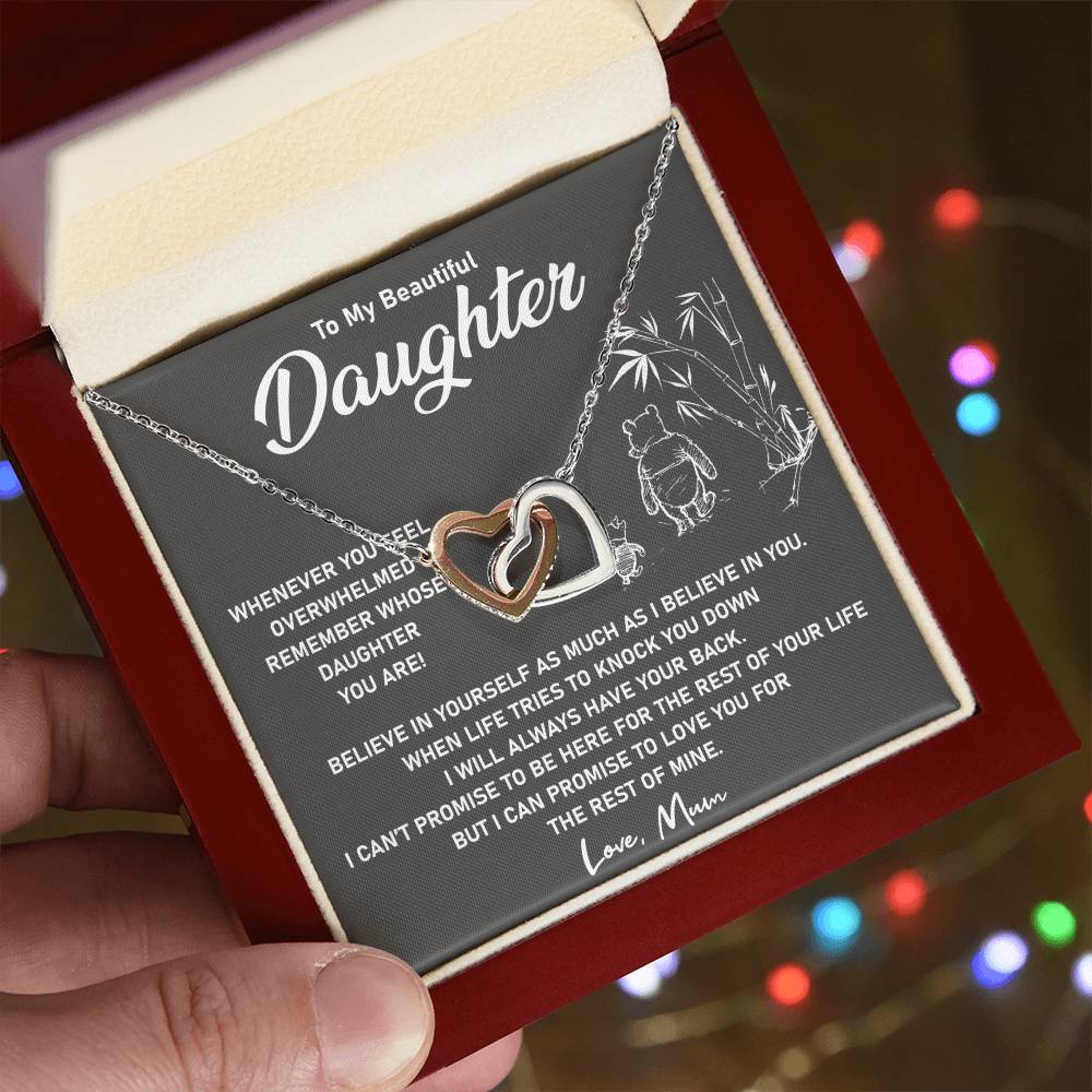 To My Daughter - I Will Love You For The Rest Of Mine - Necklace Interlocking Hearts Necklace