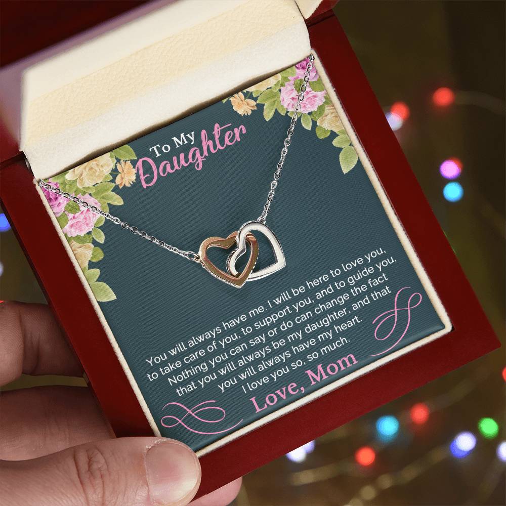 To My Daughter Necklace From Mom Interlocking Hearts Necklace