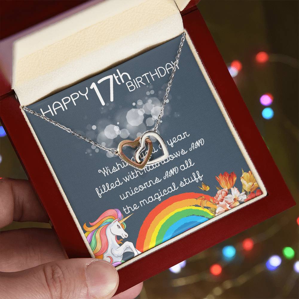 17Th Birthday Necklace Gifts For Girls Cute Unicorn 17 Years Old Girl Jewelry Gift For Daughter Niece Interlocking Necklace Xu246Il10 Interlocking Hearts Necklace
