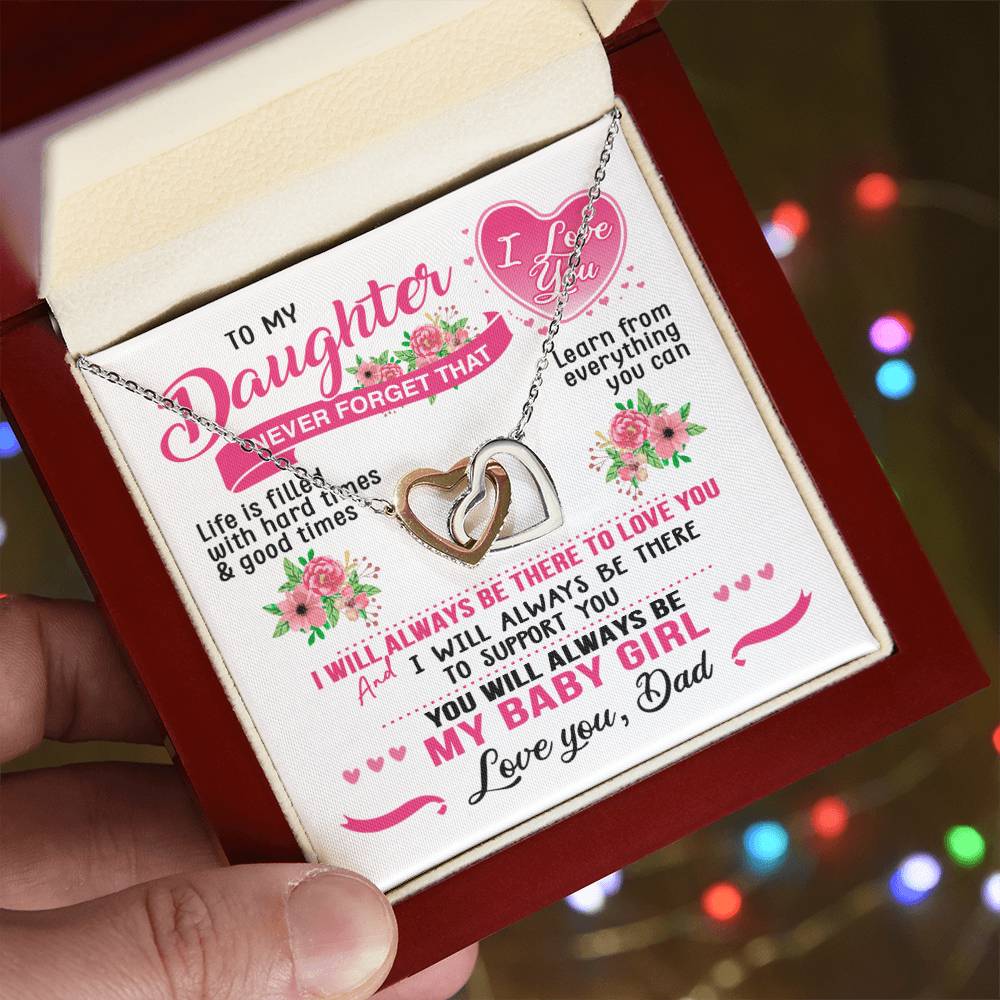 Daughter Dad Interlocking Hearts Necklace