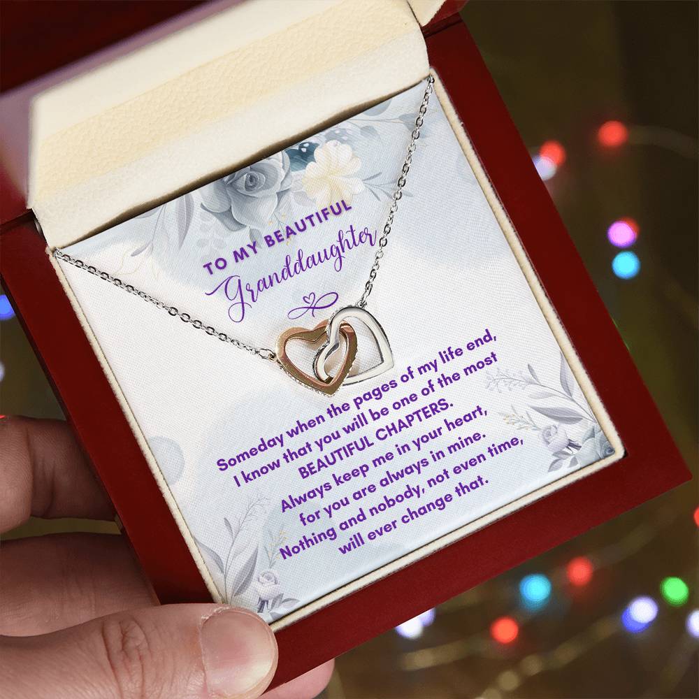 Granddaughter Most Beautiful Chapters Interlocking Hearts Necklace