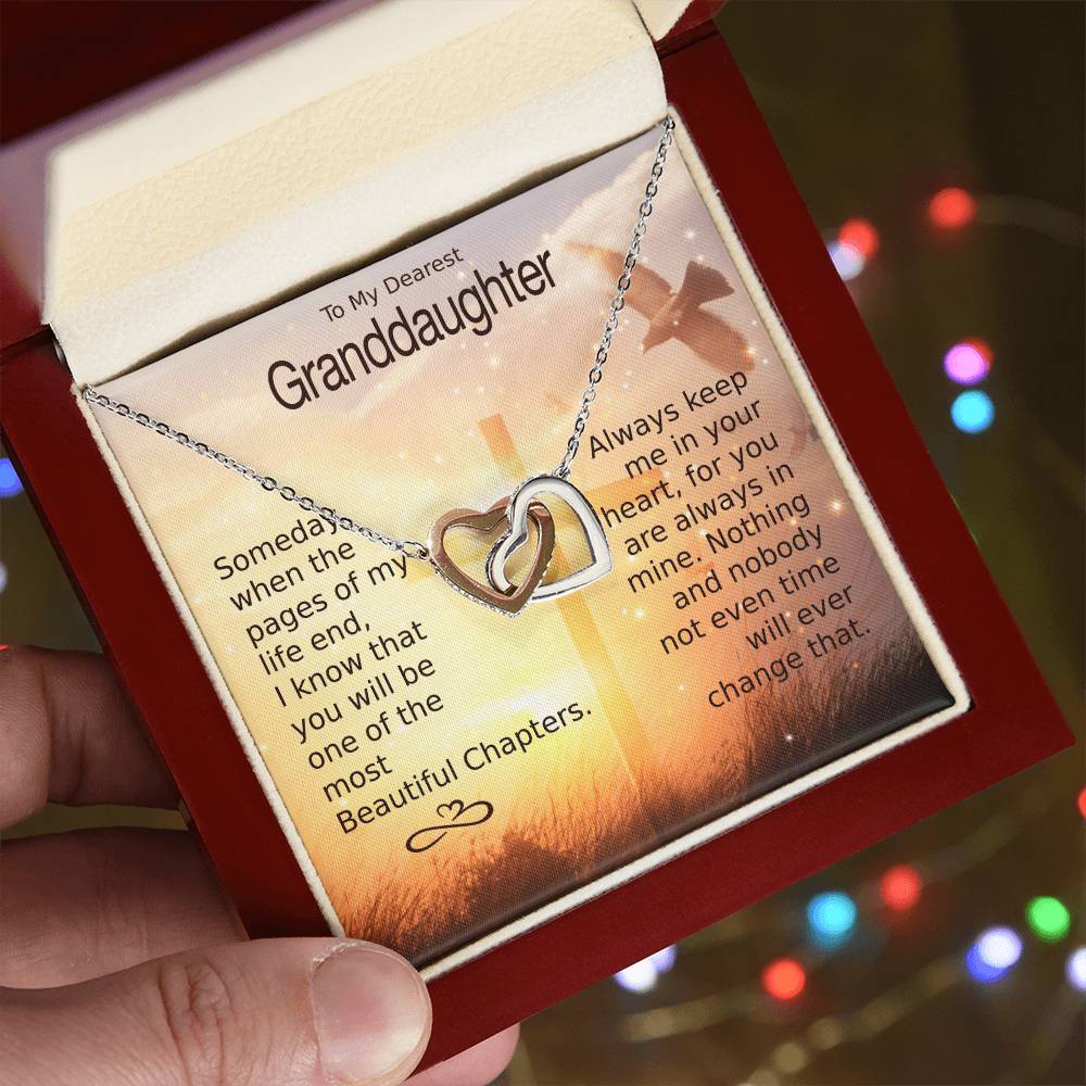 To My Granddaughter – Heart Melt Message Interlocking Heart Necklace💓 Interlocking Hearts Necklace