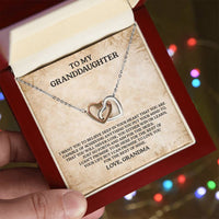 To My Granddaughter - Love Grandma Interlocking Hearts Necklace