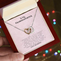 To My Granddaughter - Love Grandma - Interlocking Heart Necklace Interlocking Hearts Necklace