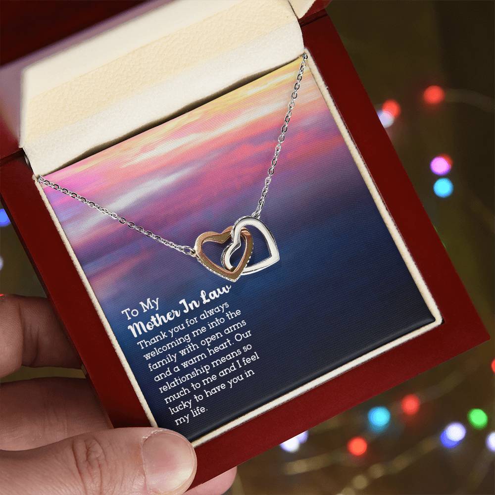 To My Mother-In-Law - Interlocking Hearts Necklace