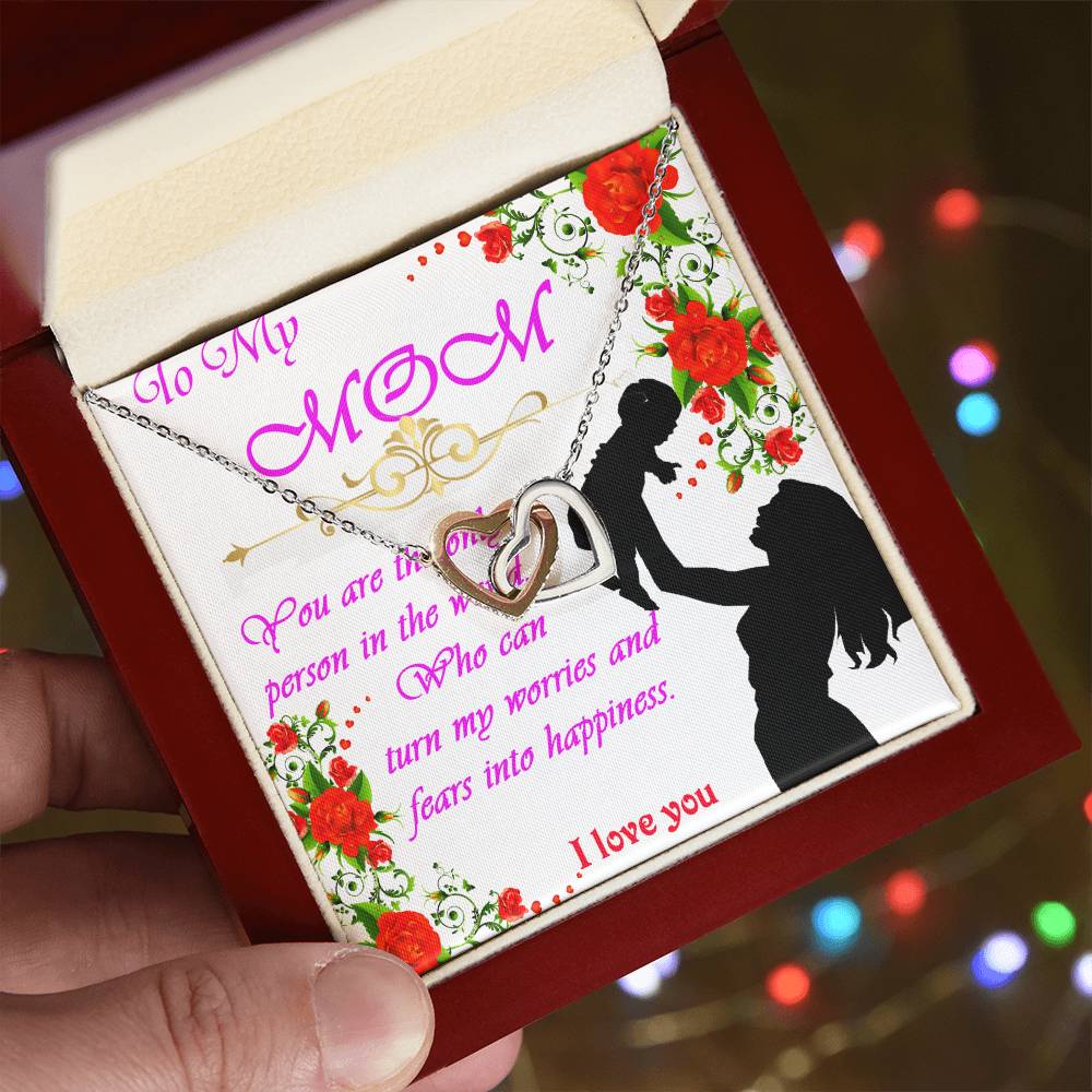Greeting Card For Lovely Mother Interlocking Hearts Necklace
