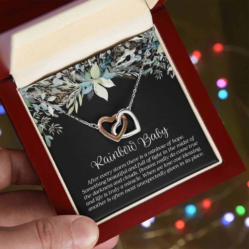 Rainbow Baby Necklace Interlocking Hearts Necklace