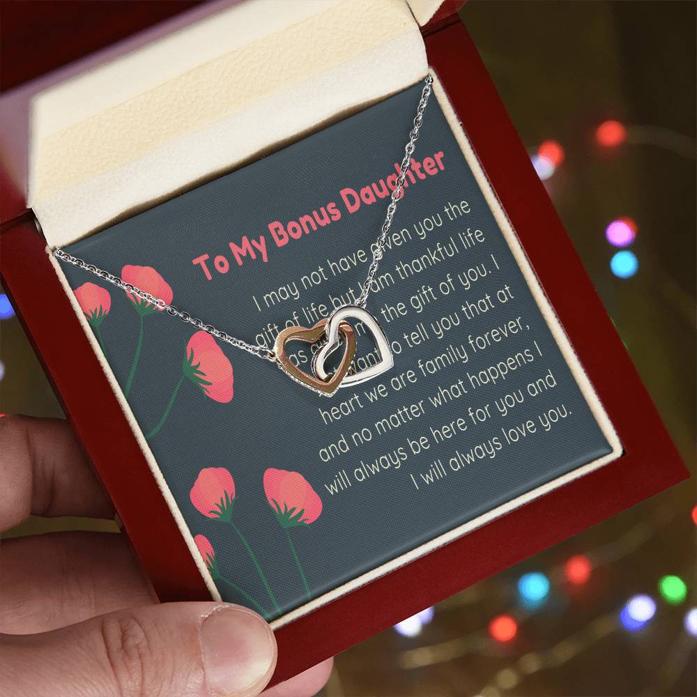 Bonus Daughter Step Daughter Gift Bonus Daughter Necklace Stepdaughter Interlocking Hearts Necklace