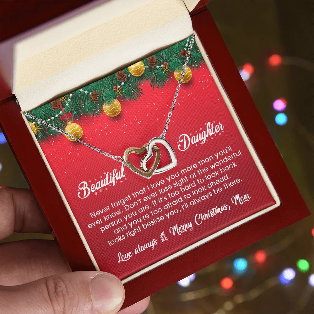 I Will Always Be There With You In Christmas - Interlocking Hearts Necklace