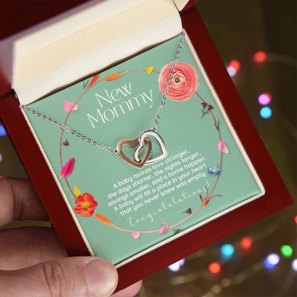 Mom To Be Necklace New Mom Necklace First Time Mom Necklace Pregnancy Gift New Mom Gift New Mommy Gift New Mom Gift Jewelry Interlocking Hearts Necklace
