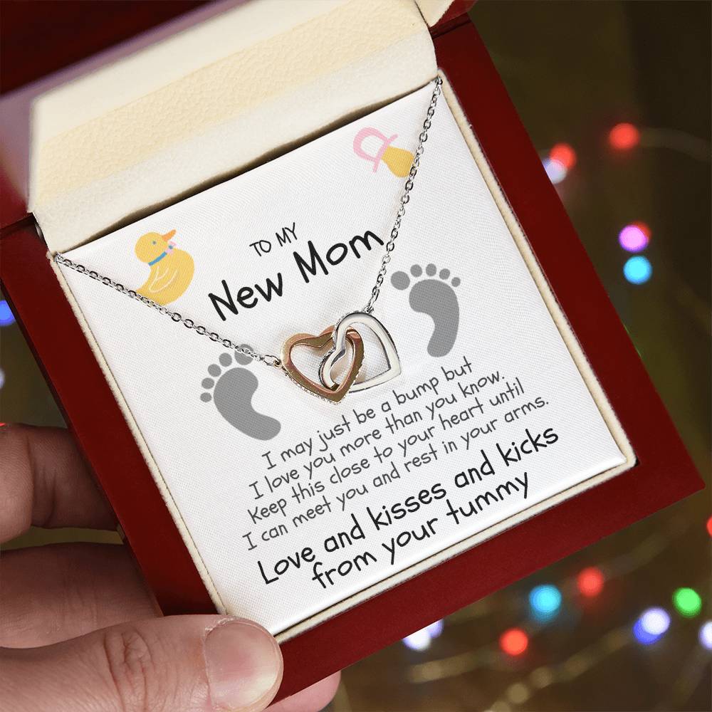 Love And Kisses From Her Tummy Interlocking Hearts Necklace