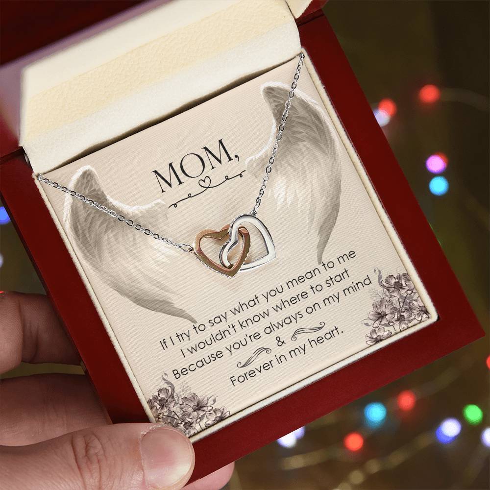 Mom Forever In My Heart - Interlocking Heart Necklace Interlocking Hearts Necklace