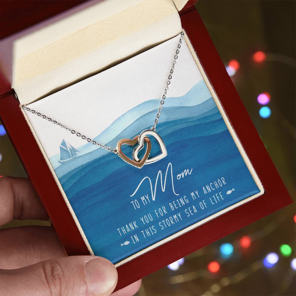 To My Mom Interlocking Hearts Necklace Message Card
