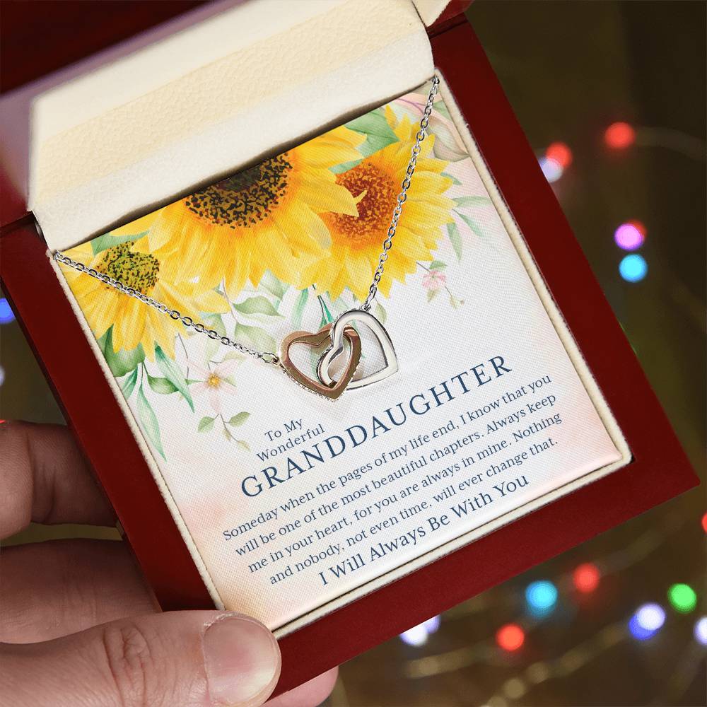 To My Wonderful Granddaughter – I Always Be With You – Necklace 🌻 Interlocking Hearts Necklace