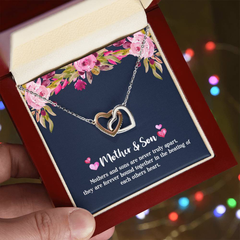 Mother & Son - Never Truly Apart Interlocking Hearts Necklace