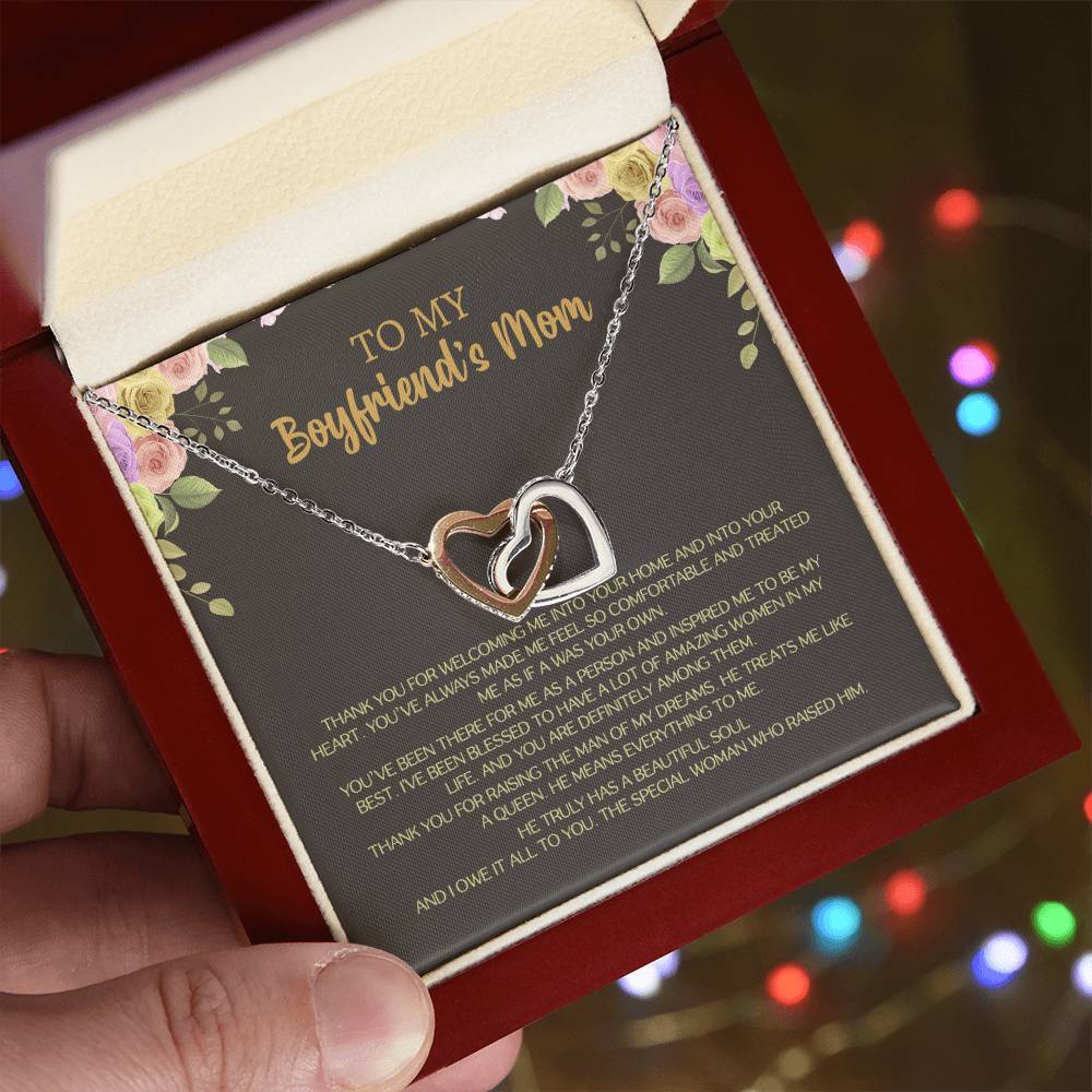 For My Lovely Boyfriends Mom Interlocking Hearts Necklace
