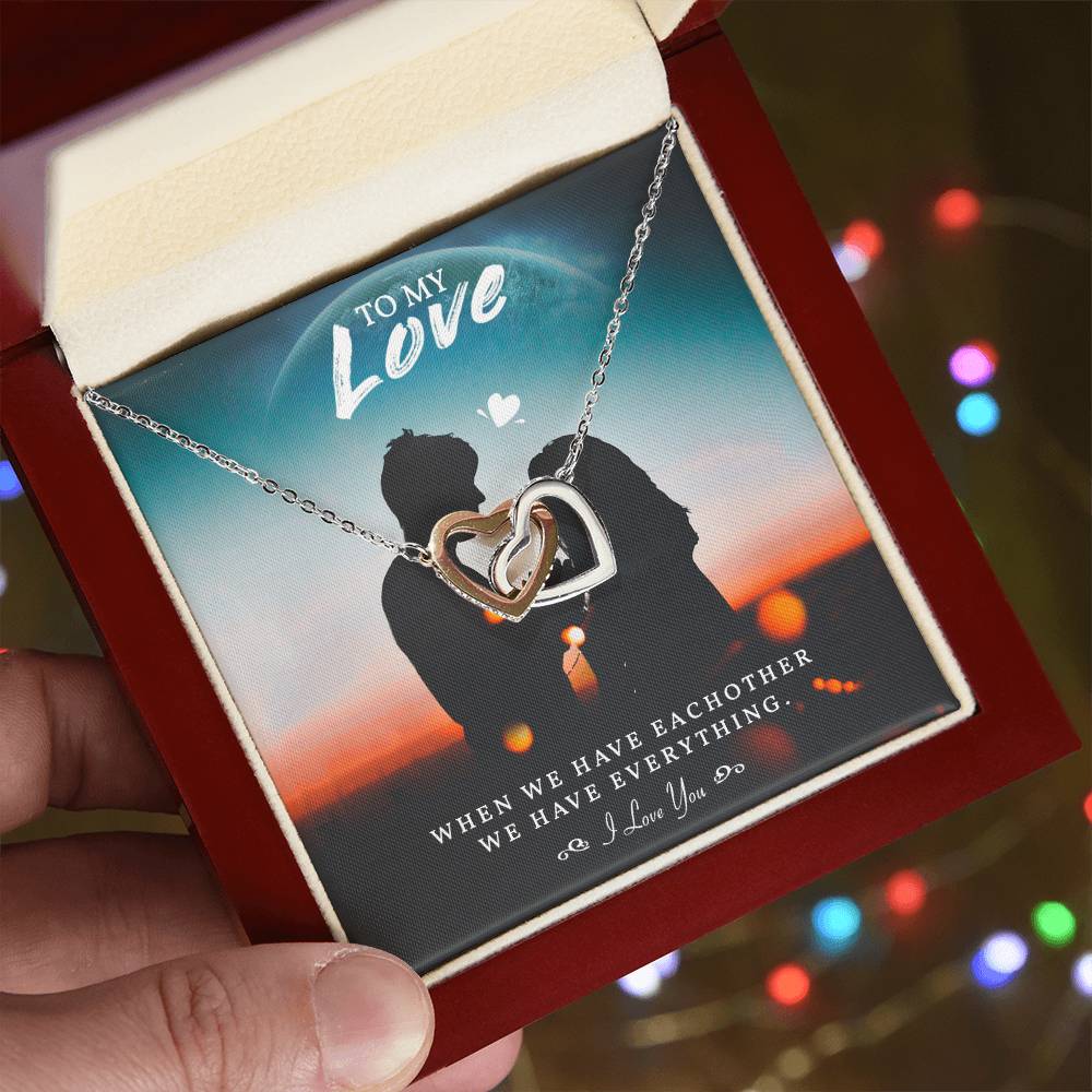 To My Love Necklace For Soulmate Jewelry For Soulmate Romantic Meaningful Valentine’S Day Gift Anniversary Birthday Gift For Her Interlocking Hearts Necklace