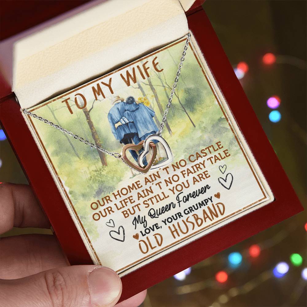 To My Wife - My Queen Forever Interlocking Hearts Necklace