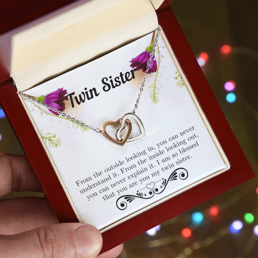 Twin Sister Necklace Interlocking Hearts Necklace