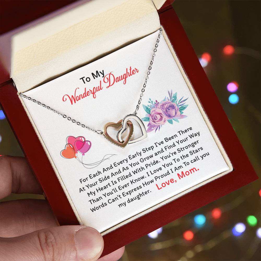 To My Daughter - Black Friday Special Interlocking Hearts Necklace