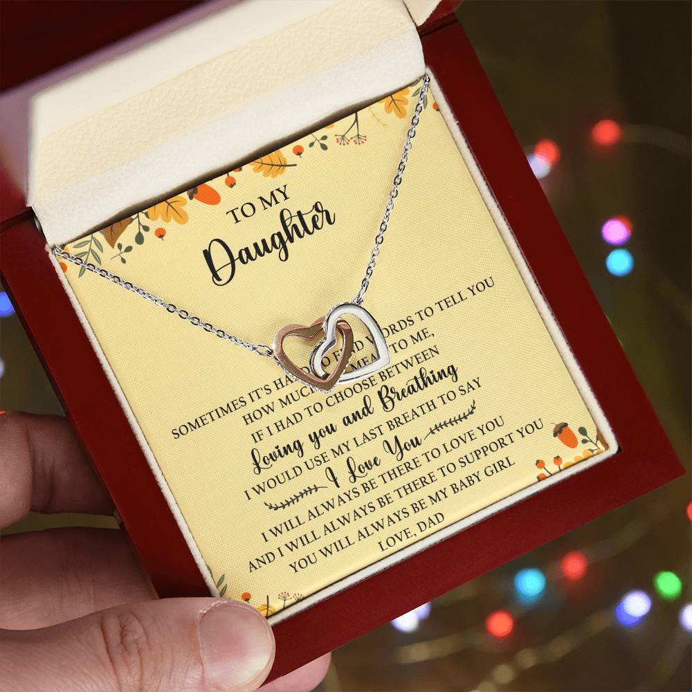 To My Daughter Interlocking Hearts Necklace Message Card