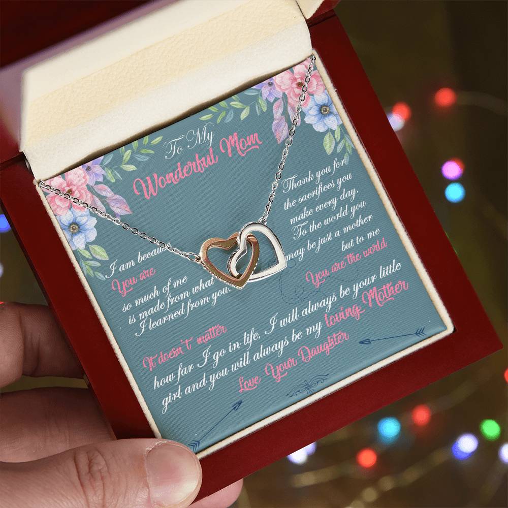 To My Wonderful Mom Necklace Interlocking Hearts Necklace