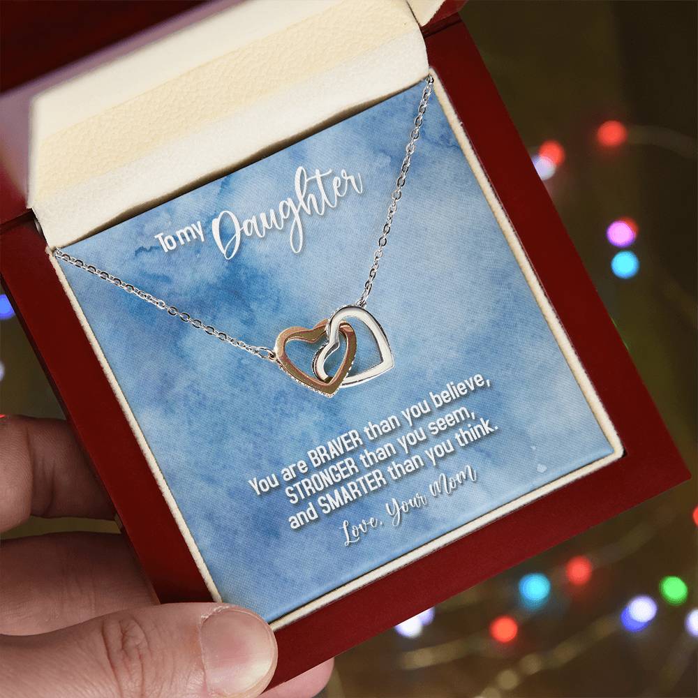 To My Daughter From Mom Interlocking Hearts Necklace Mother To Daughter Gift Birthday Gift To Daughter From Mom Daughter Necklace