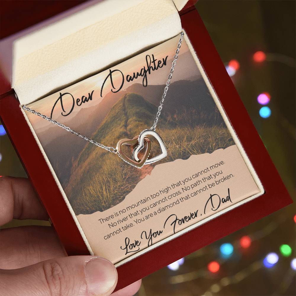 Dear Daughter - Love You Forever - Dad Interlocking Hearts Necklace
