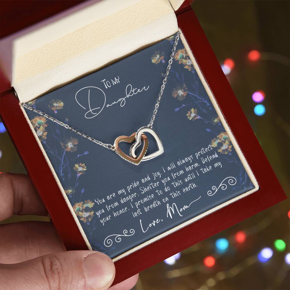 To My Daughter Gift From Mom Interlocked Hearts Necklace Set Free Message Card Birthday Gift Just Because Gift To Daughter Interlocking Hearts Necklace