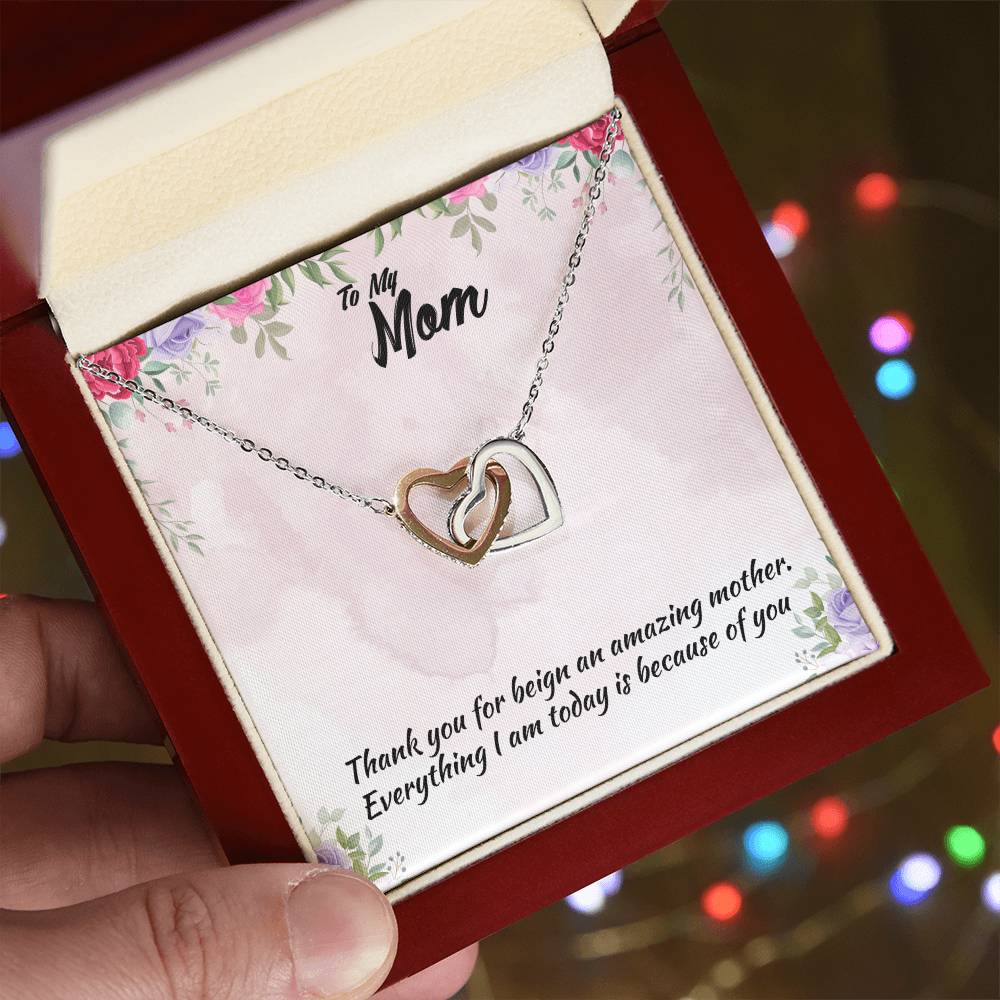 Thank You For Beign An Amazing Mother Interlocking Hearts Necklace
