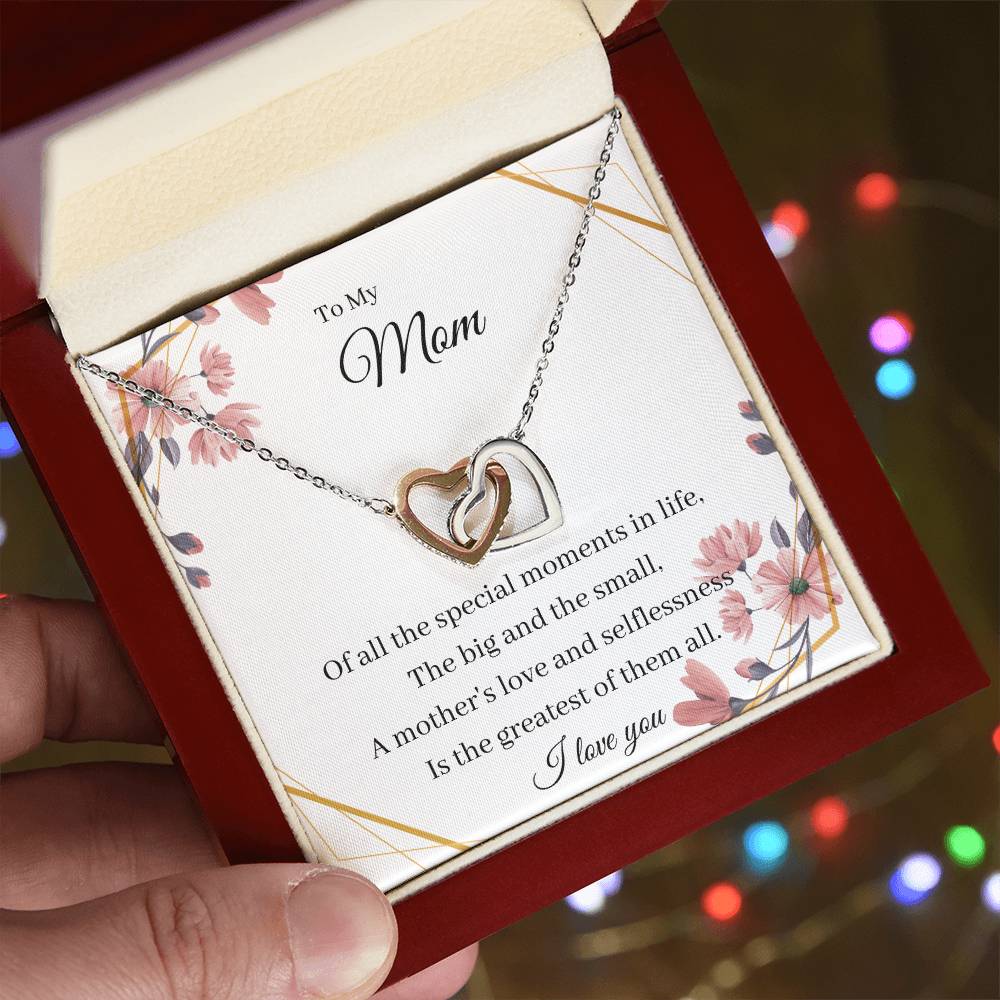 To My Mom From Son Daughter Gift Anniversary Graduation Mothers Day Birthday Interlocking Hearts Necklace