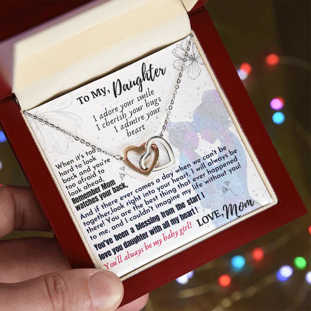 To My Daughter- Interlocking Hearts Necklace
