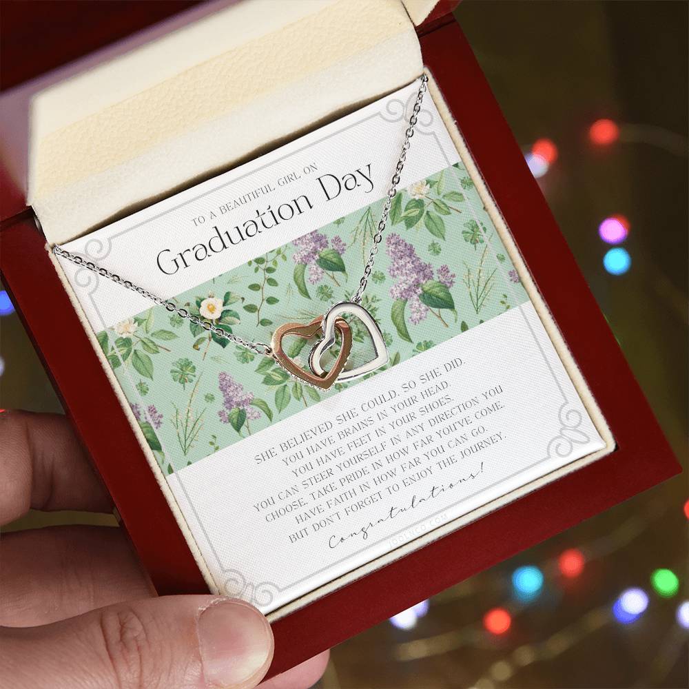 Graduation Gift Necklace For Daughter College Graduation Gift For Her High School Senior Graduation Mba Phd Master Class Of Interlocking Hearts Necklace