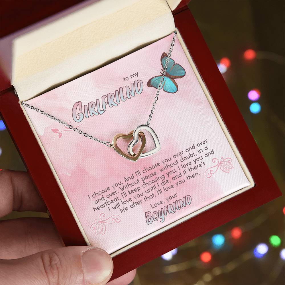 Gift For Girlfriend Interlocking Hearts Necklace