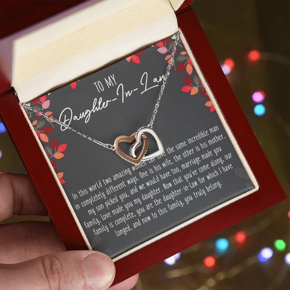 To My Daughter-In-Law Interlocking Hearts Necklace Message Card