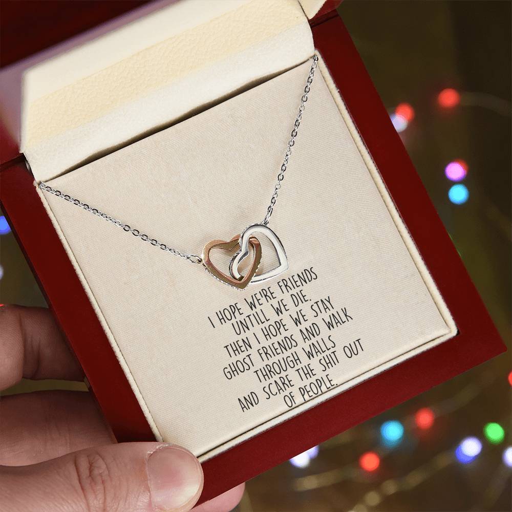 Ghost Friends Soul Sister Interlocking Heart Necklace Best Friend Gift Bff Gift Interlocking Hearts Necklace