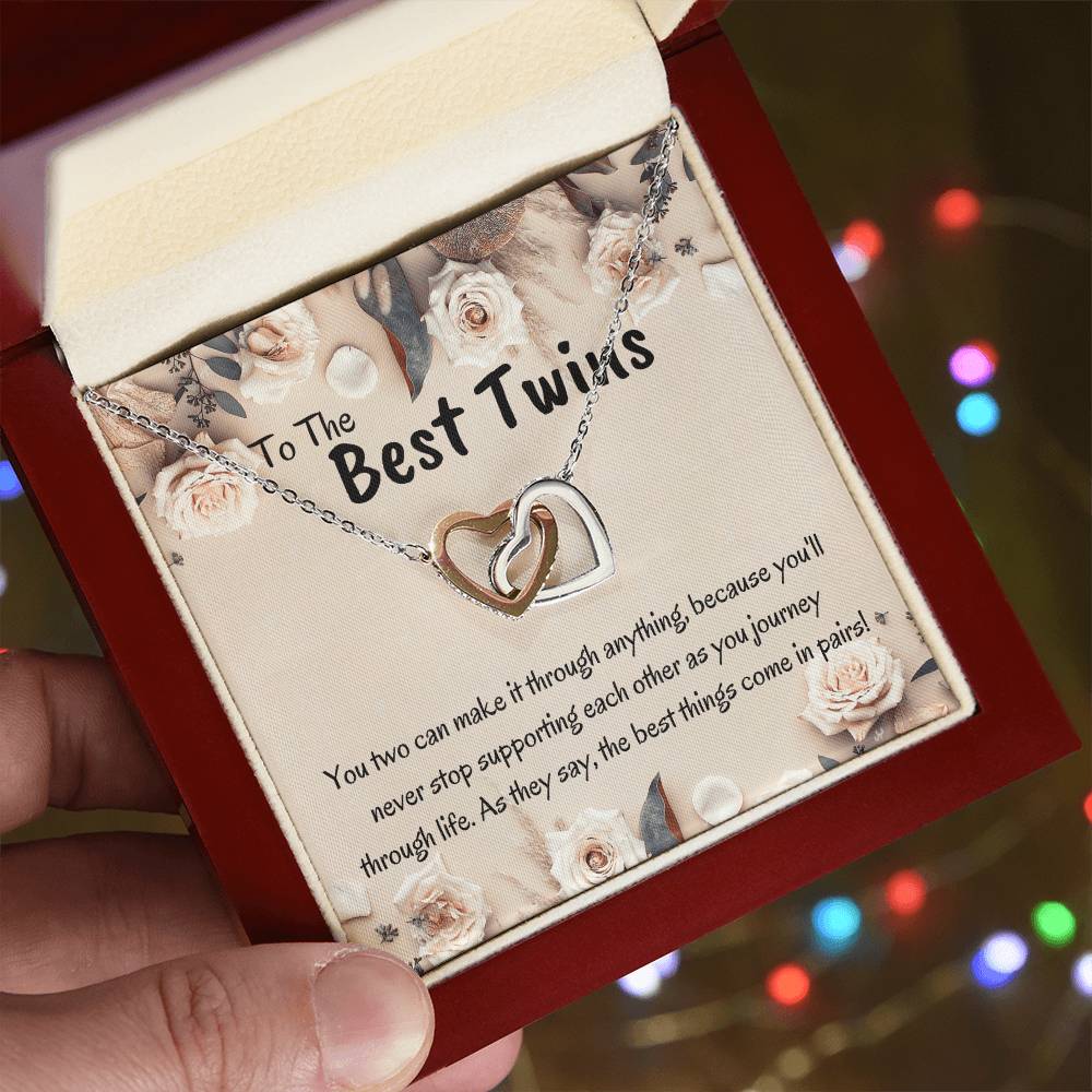 Best Twin Sister Gift Interlocking Hearts Necklace
