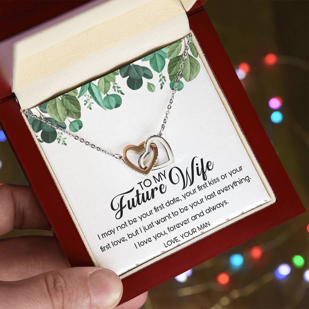 To My Future Wife Interlocking Hearts Necklace Message Card