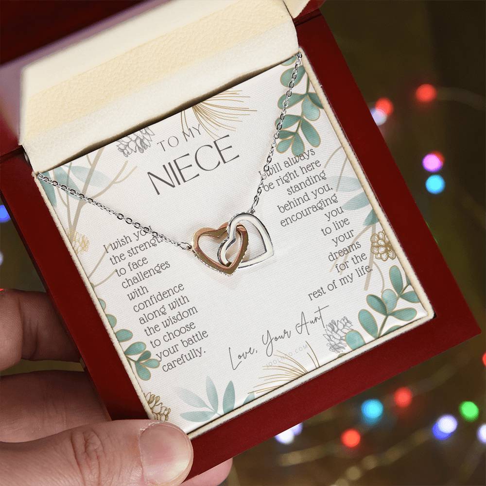 To My Niece Live Your Dreams Dragonfly Necklace Gift For Niece From Aunt Niece Birthday Graduation Christmas Present Interlocking Hearts Necklace