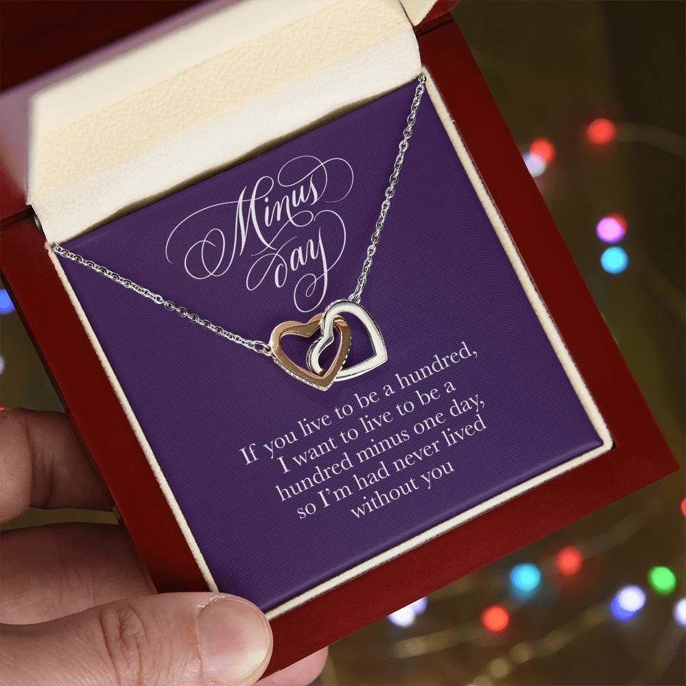 Necklace With Romantic Card -Valentines Day Anniversary Birthday Gift For Her Interlocking Hearts Necklace