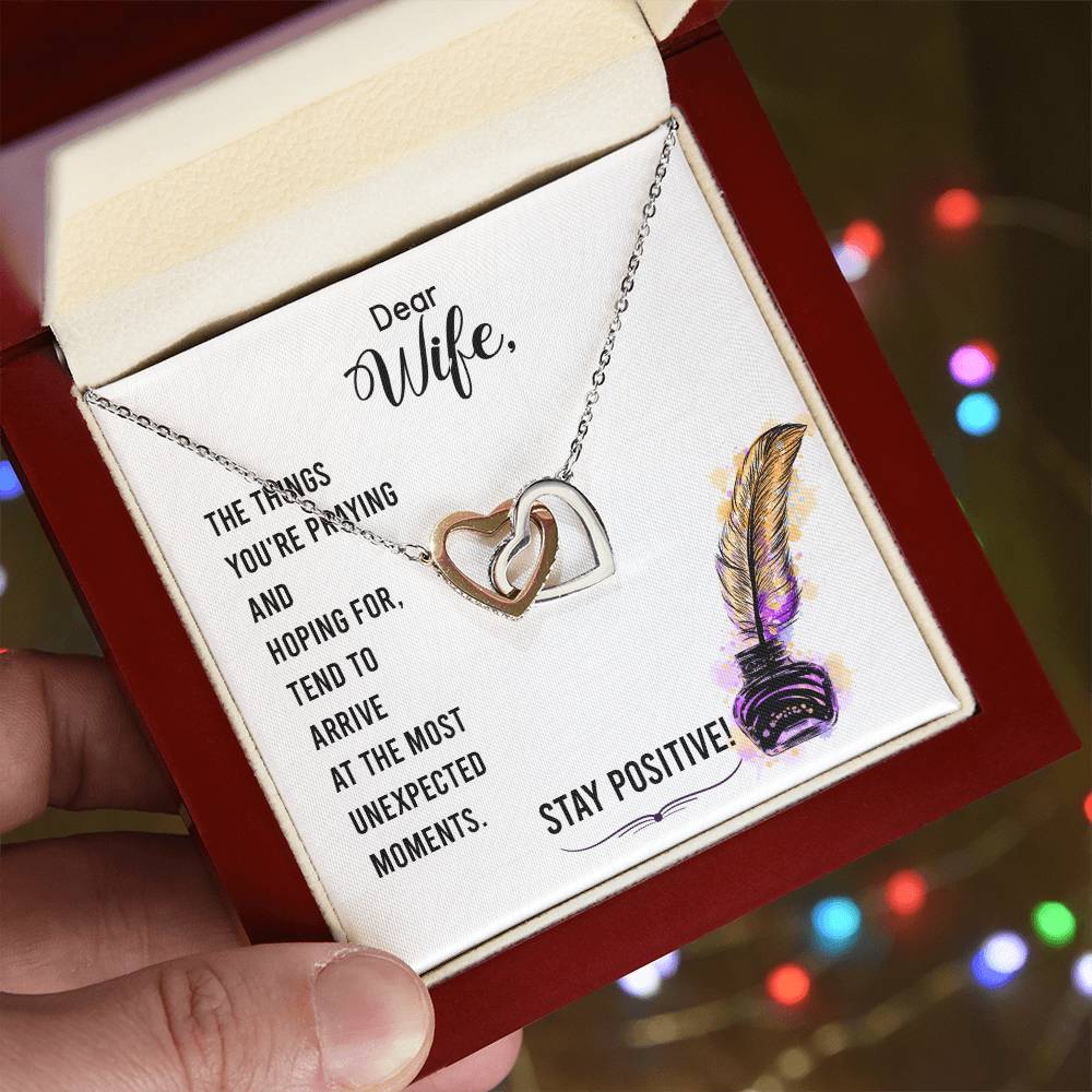 To Dear Wife Interlocking Hearts Necklace