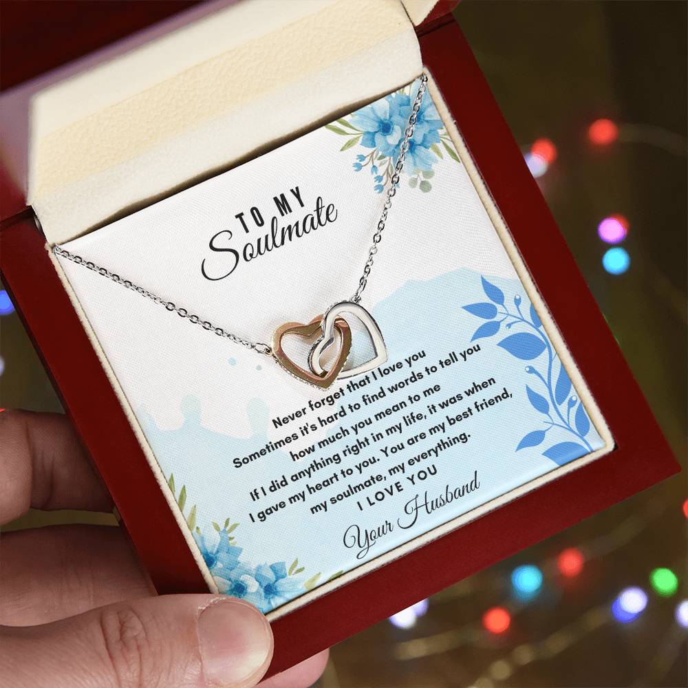 To My Soulmate Interlocking Hearts Necklace